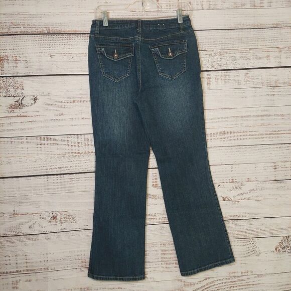 St Johns Bay Women's SIZE 10P Straight Leg Jeans Dark Wash Bootcut - Picture 4 of 15